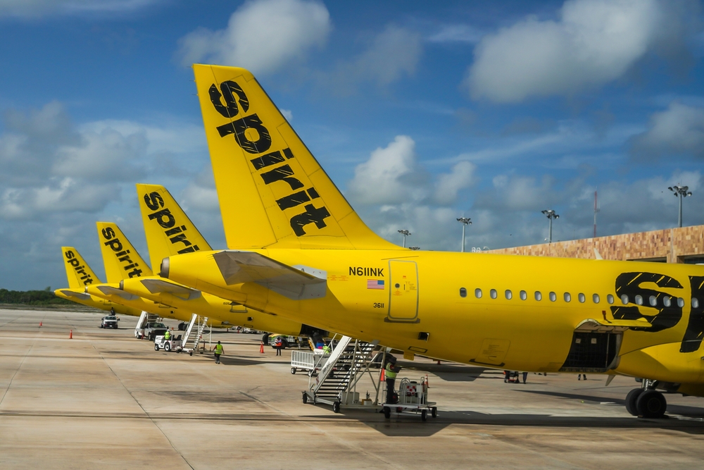 Cancun,,Mexico,-,September,18,,2021:,Spirit,Airlines,Plane,On