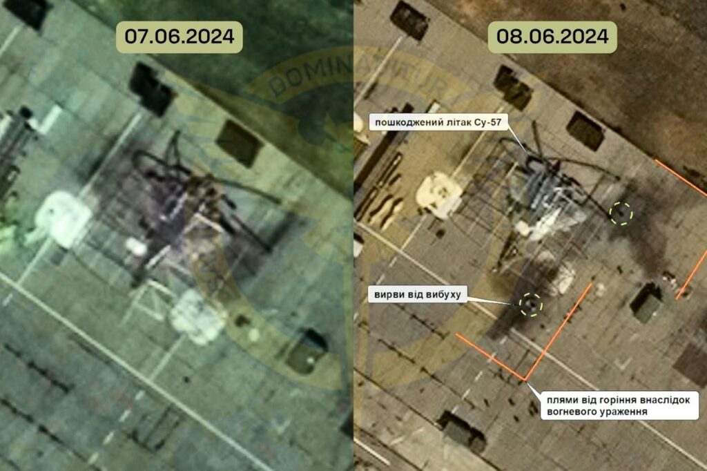 Satellite images allegedly showing damaged Su-57 on Russian airbase