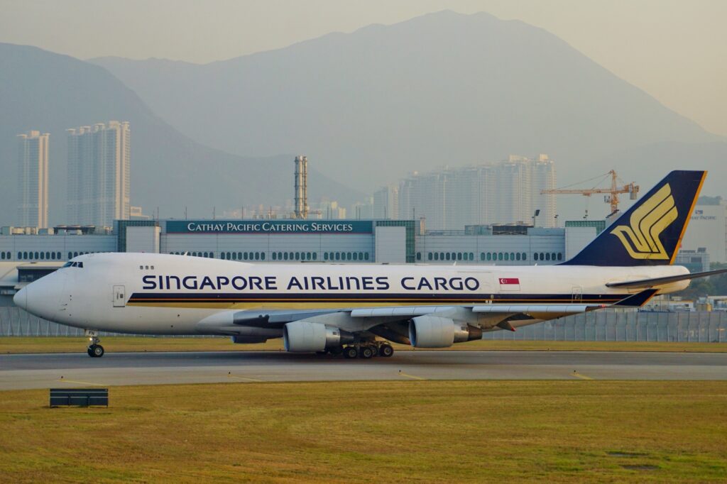 A Singapore Airlines Cargo Boeing 747-400F is stuck on the runway at NBO following an aborted take-off due to a bird strike