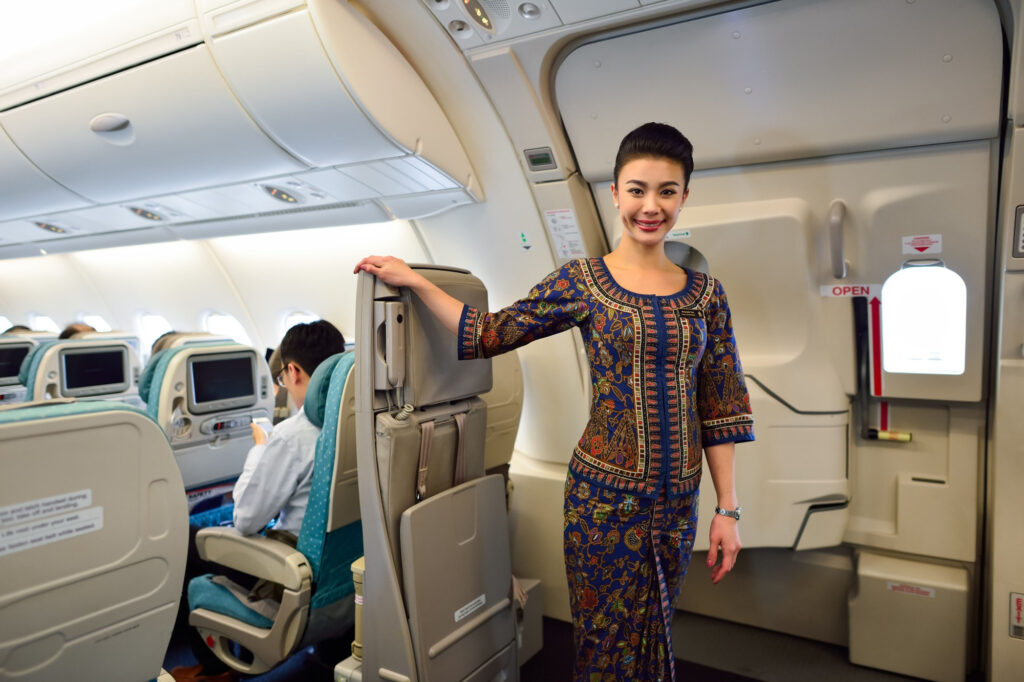 Singapore Airlines crew member on board of Airbus A380