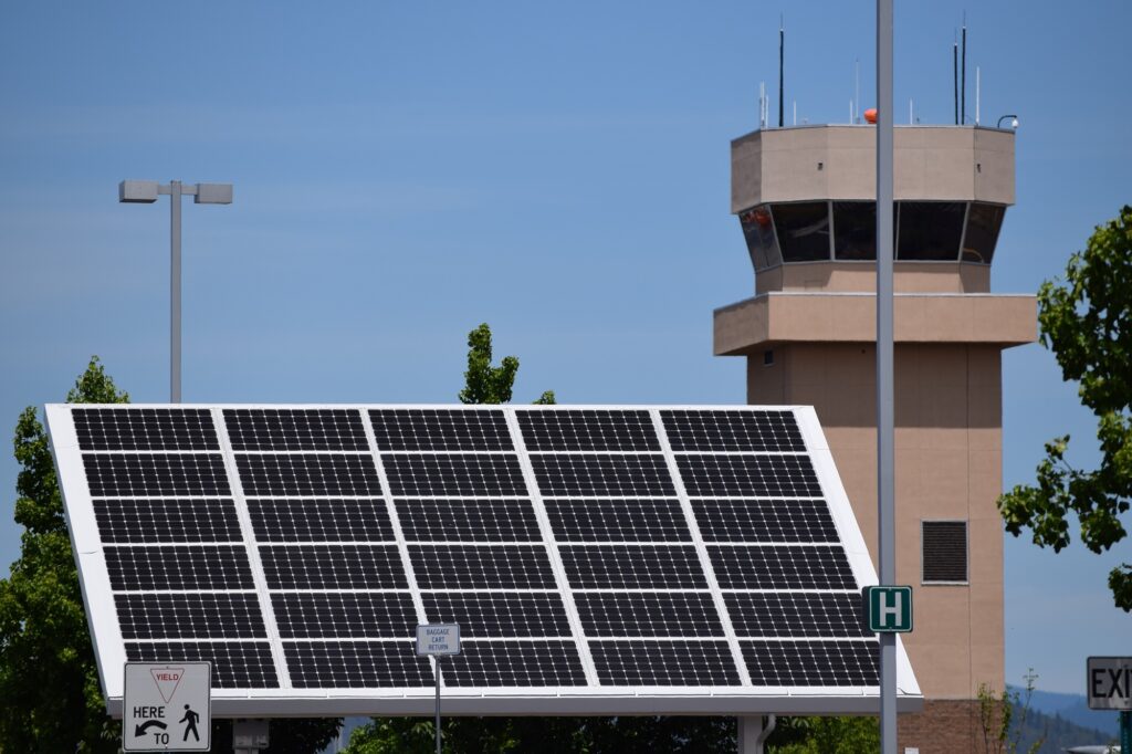 The FAA is investing in solar panels and electric buses at numerous US airports