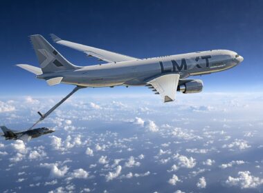 The LMXT tanker refueling an F-35 fighter