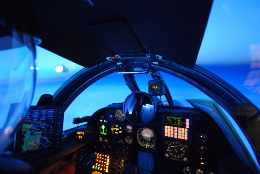 The cockpit of a Lockheed Martin U-2 observation aircraft