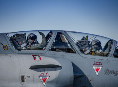 Two French fighter pilots onboard a Mirage 2000