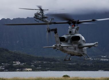 Two USMC AH-1Z Viper attack helicopters