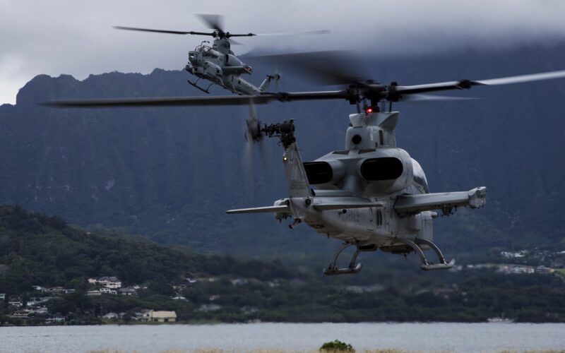 Two USMC AH-1Z Viper attack helicopters