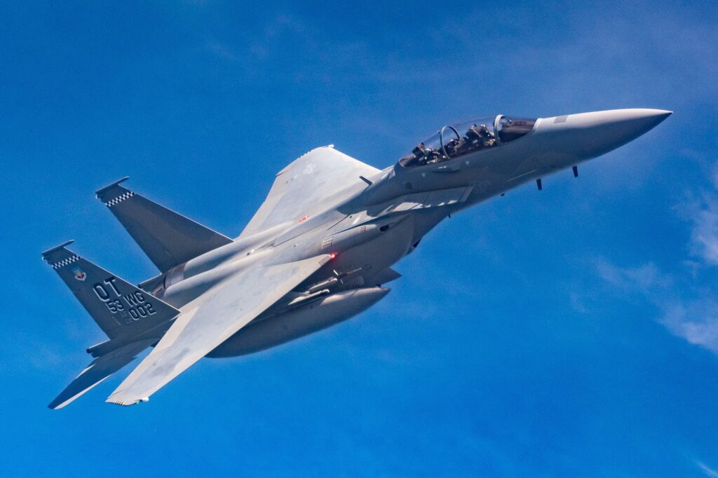 U.S. Air Force F-15EX Eagle II fighter jet flying