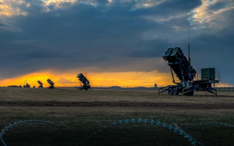 U.S. Patriot missile batteries at sunset in Poland