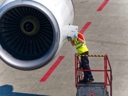 Airport technician doing maintenance  work