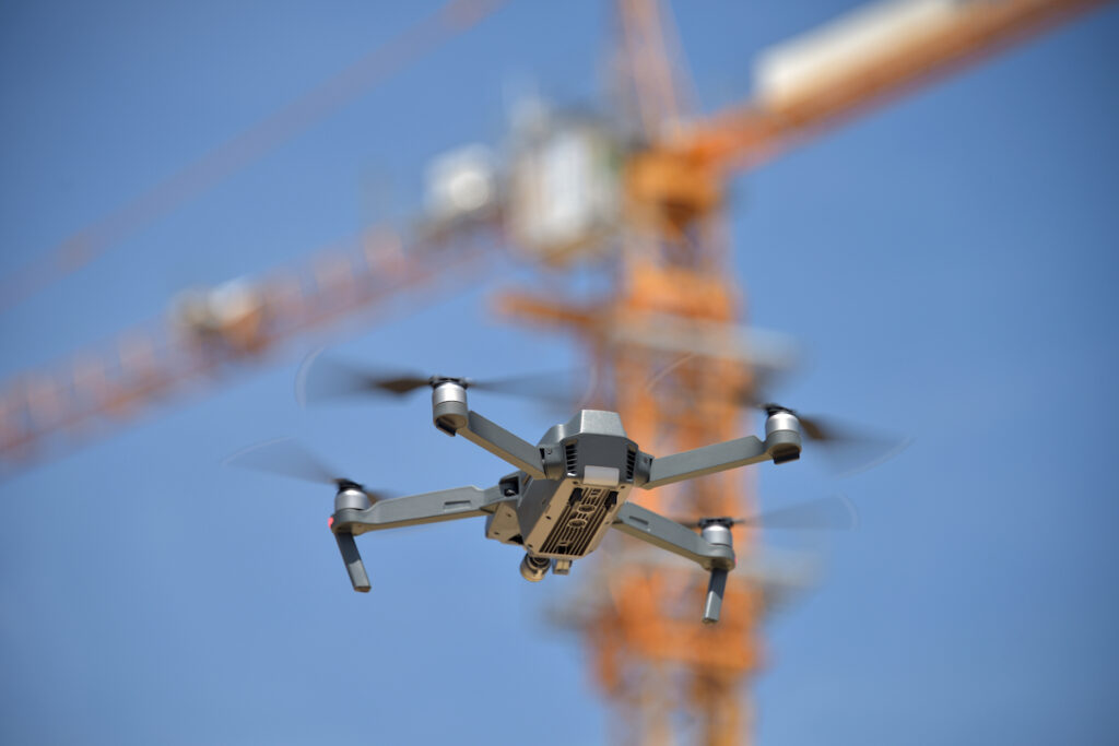 A,Drone,Flying,Over,The,Construction,Site