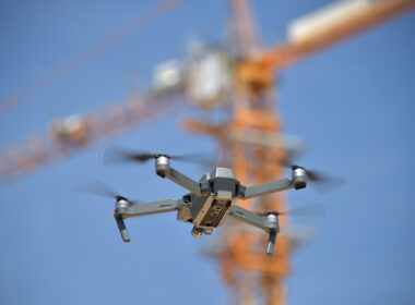 A,Drone,Flying,Over,The,Construction,Site